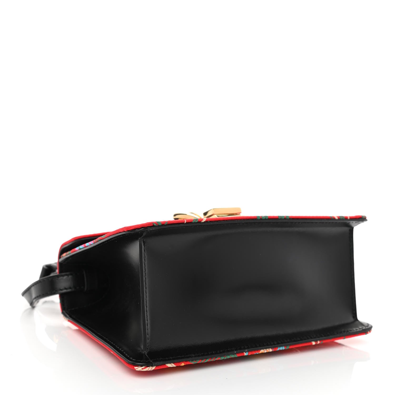 Gucci Jacquard Floral Mini Sylvie Top Handle Bag Red Multicolor Black 4 of 8