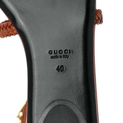 Gucci Calfskin Braided Horsebit Sandals 40 Cognac 6 of 7