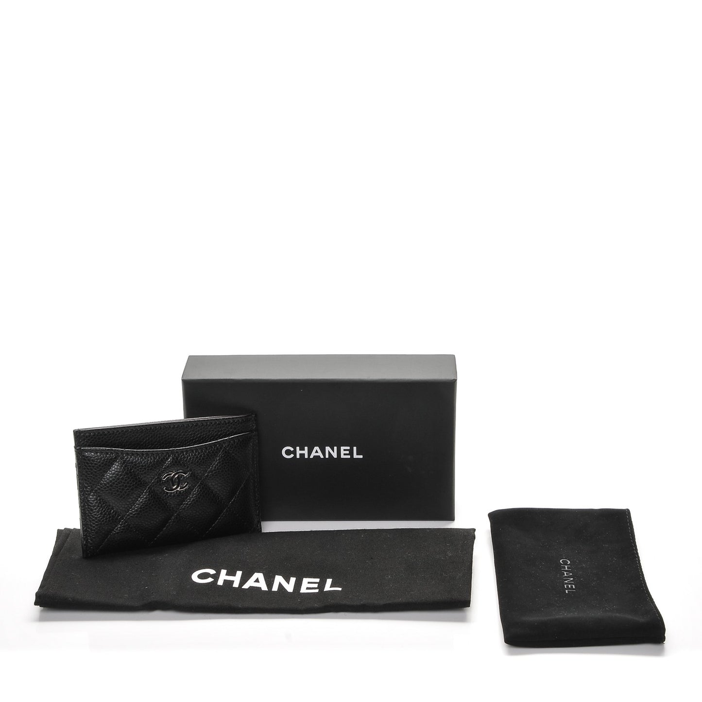 Caviar Quilted Card Holder Black