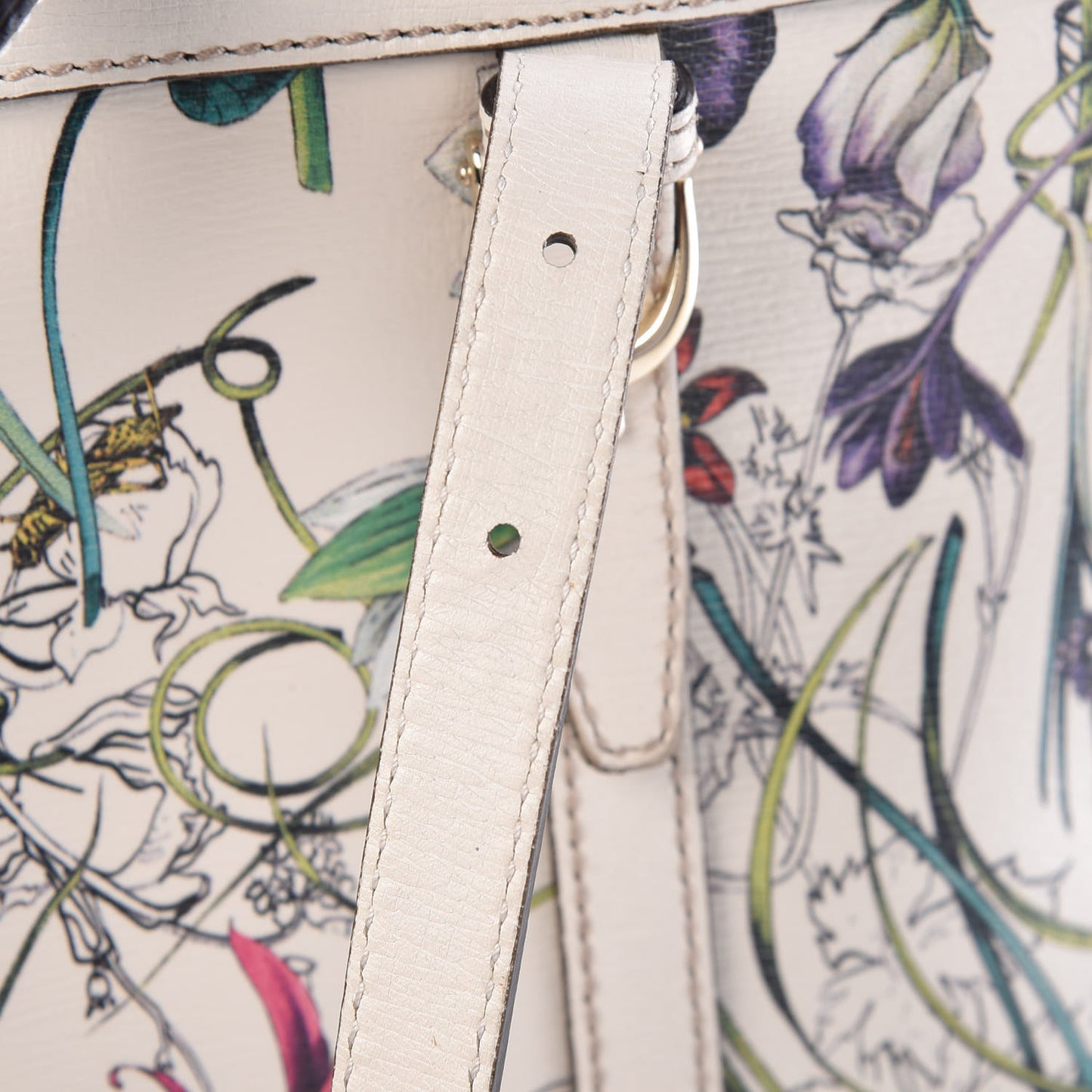 Calfskin Flora Infinity Small Nice Tote Off White