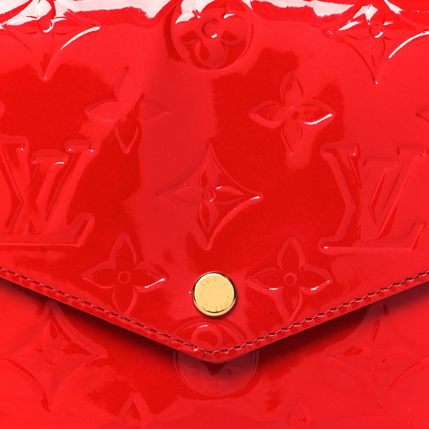 Louis Vuitton Vernis Felicie Pochette Chain Wallet Cherry 8 of 11