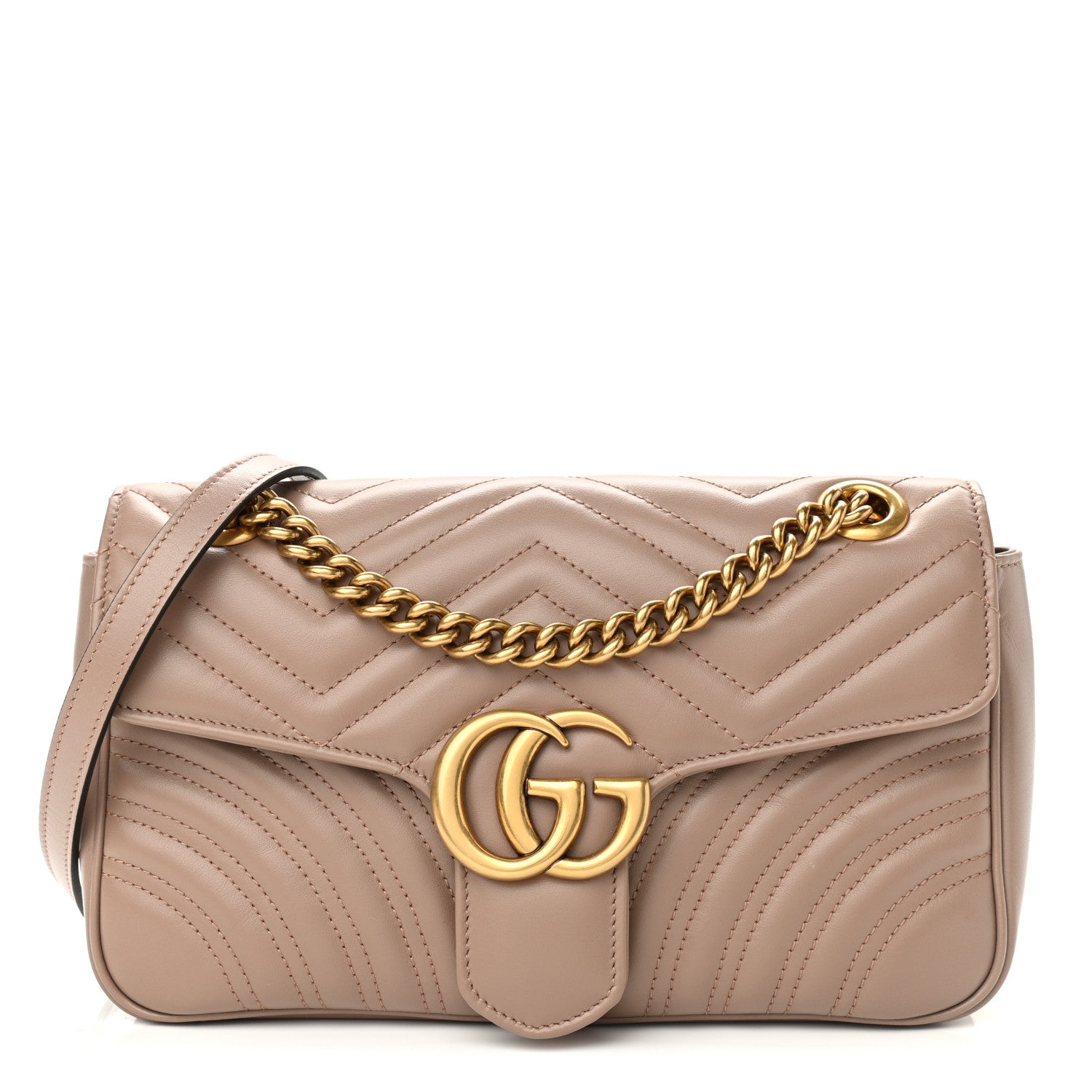 Gucci Calfskin Matelasse Small GG Marmont Shoulder Bag Porcelain Rose 1 of 10
