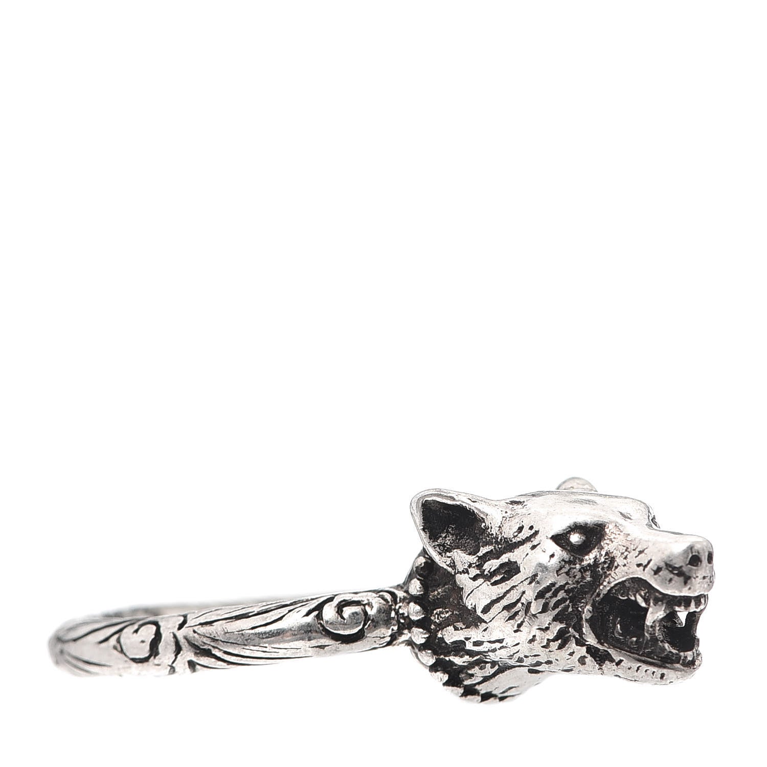 Gucci Sterling Silver Anger Forest Wolf Head Ring 59 8.75 1 of 6