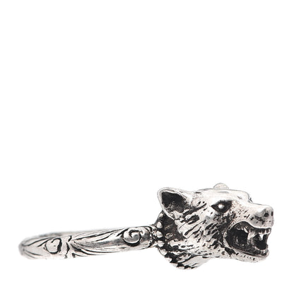 Gucci Sterling Silver Anger Forest Wolf Head Ring 59 8.75 1 of 6