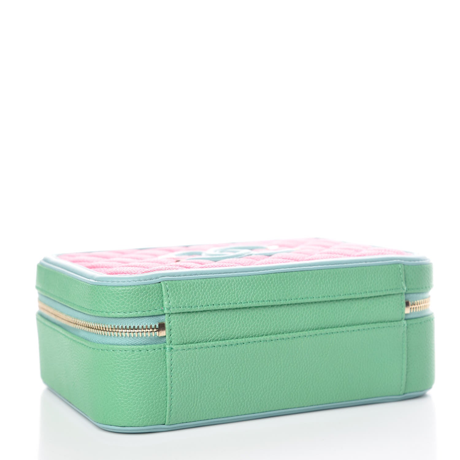 Chanel Caviar Quilted Medium CC Filigree Vanity Case Pink Green Blue 4 of 10