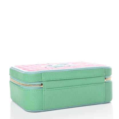 Chanel Caviar Quilted Medium CC Filigree Vanity Case Pink Green Blue 4 of 10