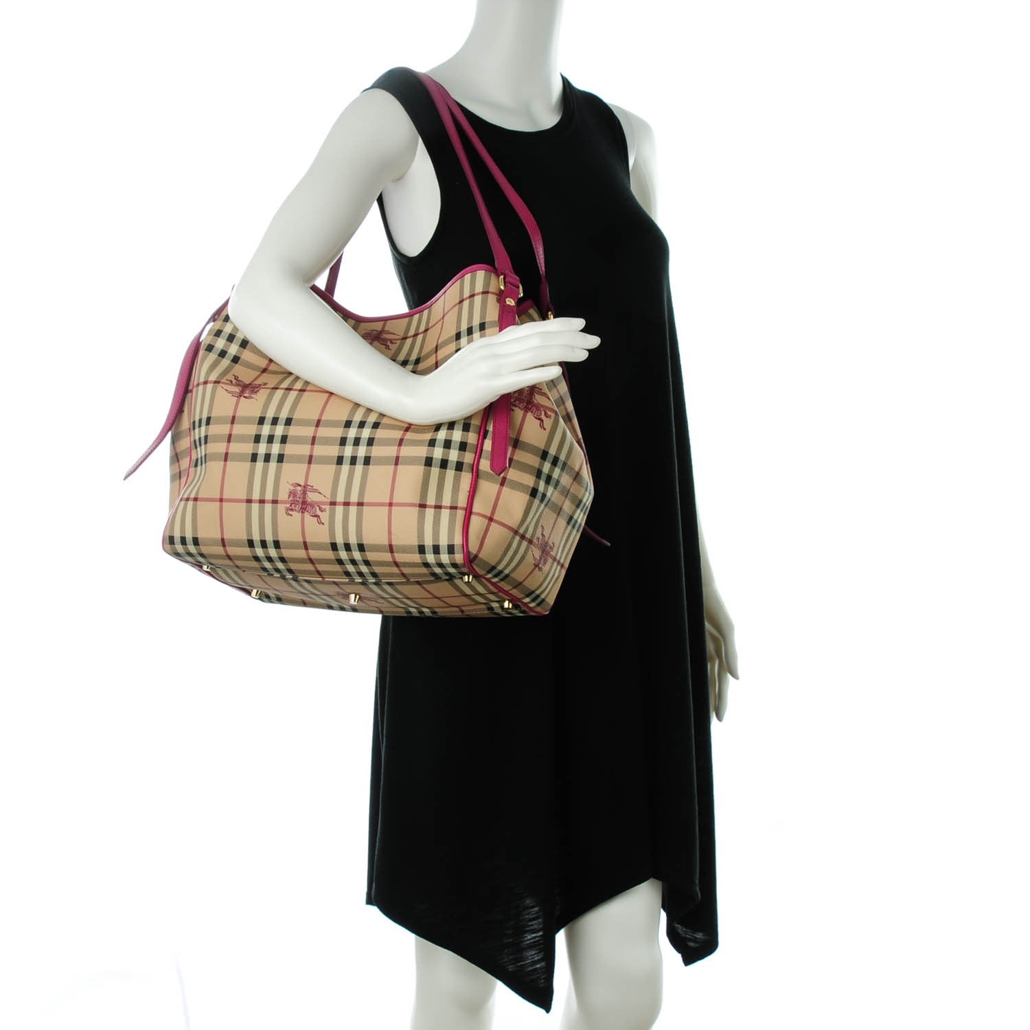 Burberry Haymarket Check Large Canterbury Tote Magenta 2 of 8