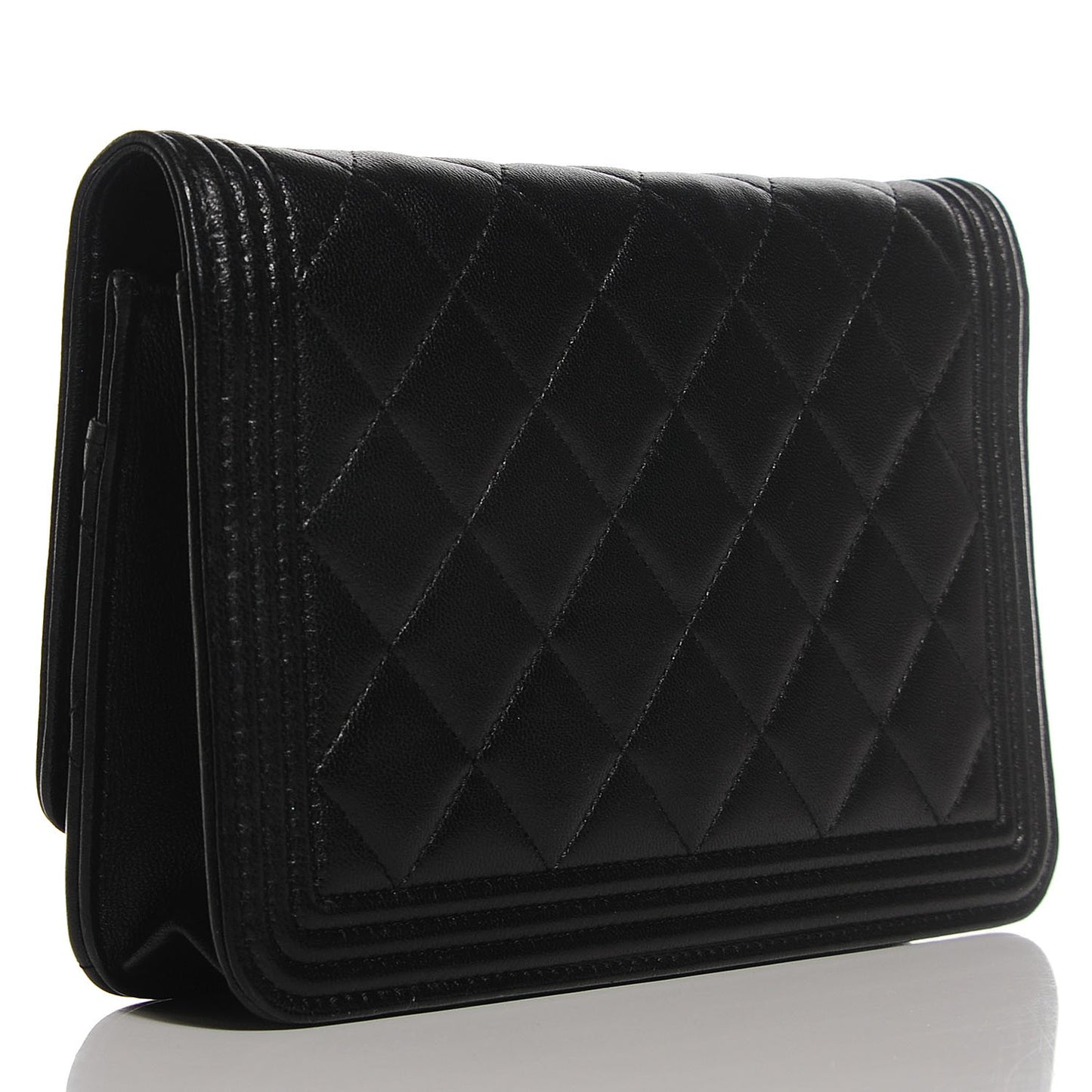 Lambskin Quilted Boy Wallet On Chain WOC Black