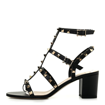 Valentino Garavani Calfskin Rockstud 60mm City Sandals 39 Black 1 of 7