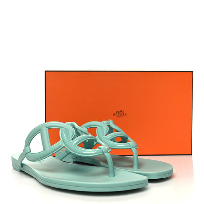 Hermes Rubber Womens Egerie Sandals 38 Vert Embrun 9 of 9