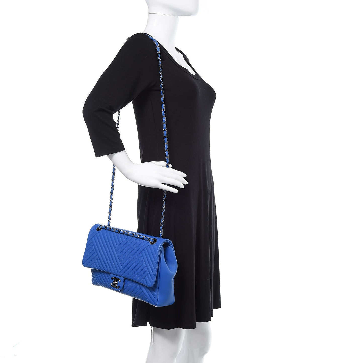 Lambskin Large CC Crossing Flap Blue