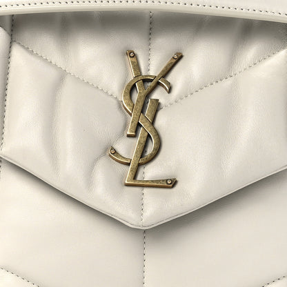 Saint Laurent Lambskin Quilted Small Loulou Puffer Monogram Chain Satchel Blanc Vintage 8 of 12