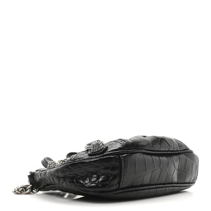 Balenciaga Extra Supple Calfskin Crocodile Embossed Crystal Le Cagole Mini Purse With Chain Black 4 of 10