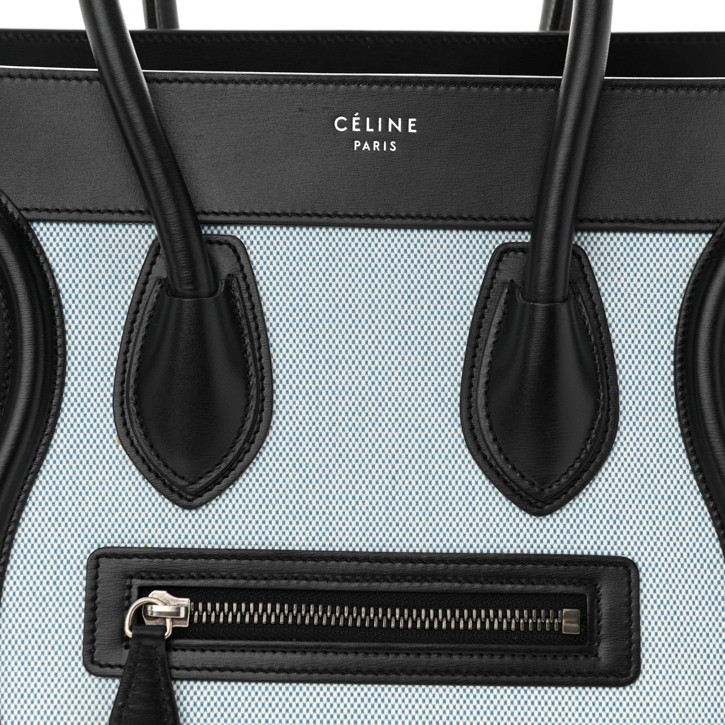 Textile Smooth Calfskin Micro Bi-Color Luggage Blue