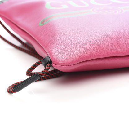 Gucci Grained Calfskin Logo Drawstring Backpack Box Pink Green Black 8 of 10