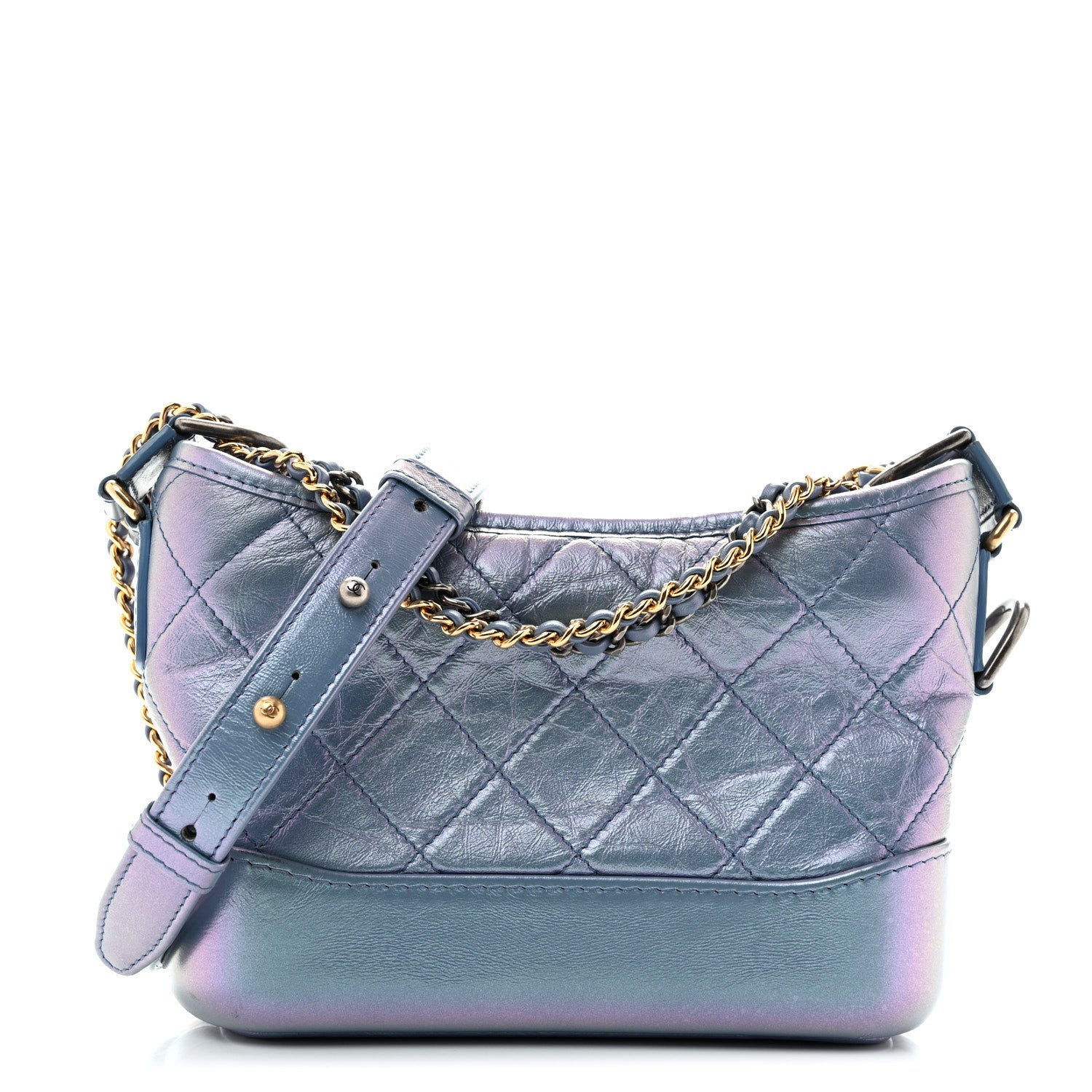 Chanel Iridescent Aged Calfskin Quilted Small Gabrielle Hobo Blue 1 of 11