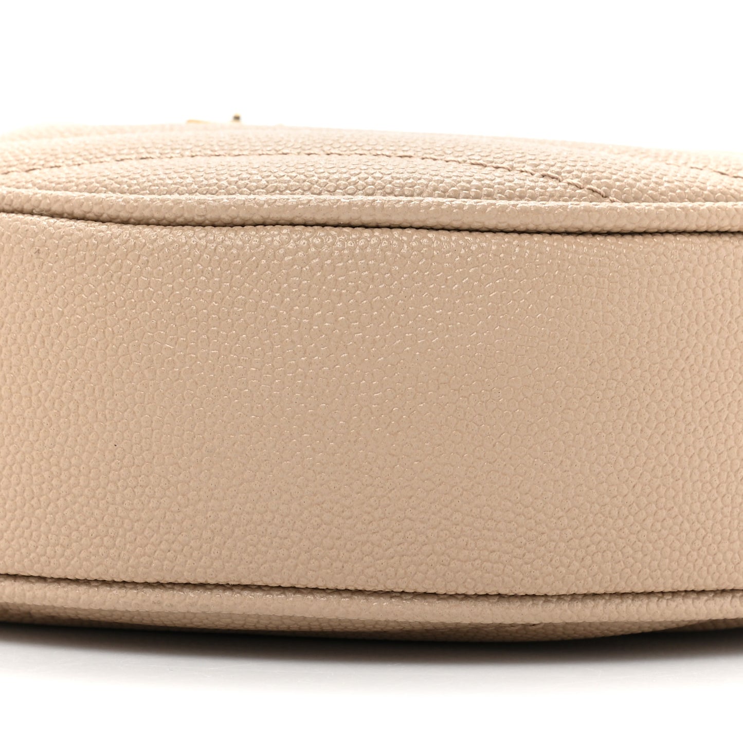 Grain De Poudre Matelasse Chevron Quilted Round Vinyle Camera Bag Dark Beige