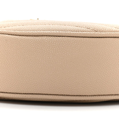 Saint Laurent Grain De Poudre Matelasse Chevron Quilted Round Vinyle Camera Bag Dark Beige 8 of 9
