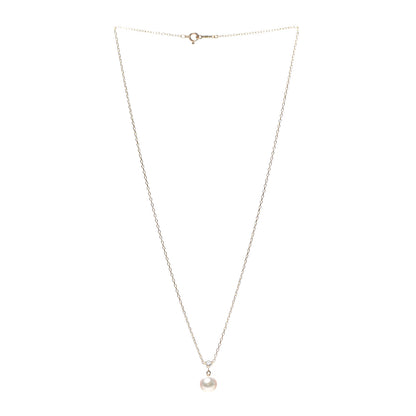 Mikimoto 18K Yellow Gold Diamond Akoya Pearl 8mm Drop Pendant Necklace 3 of 4