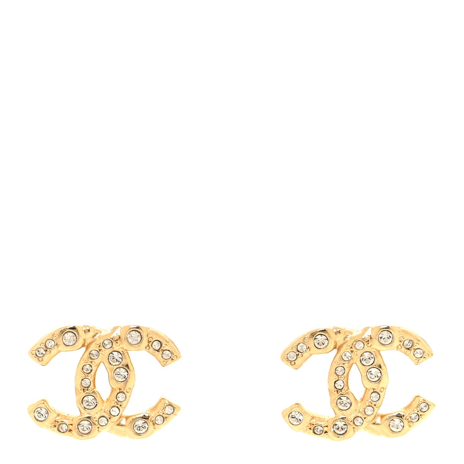 Chanel Crystal CC Earrings Gold 1 of 5