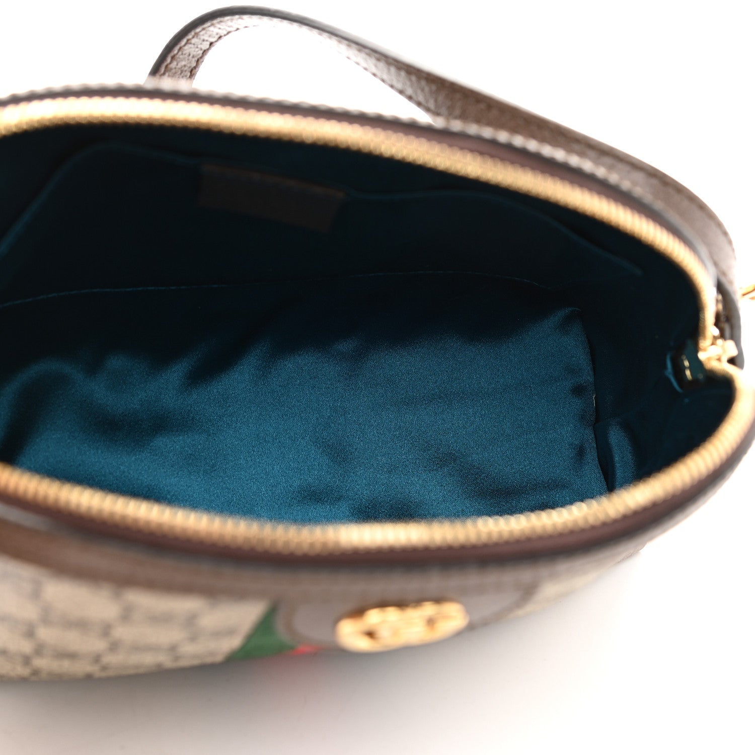 Gucci GG Supreme Monogram Textured Dollar Calfskin Web Small Ophidia Dome Shoulder Bag Beige Ebony New Acero 5 of 9