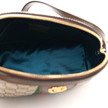 Gucci GG Supreme Monogram Textured Dollar Calfskin Web Small Ophidia Dome Shoulder Bag Beige Ebony New Acero 5 of 9