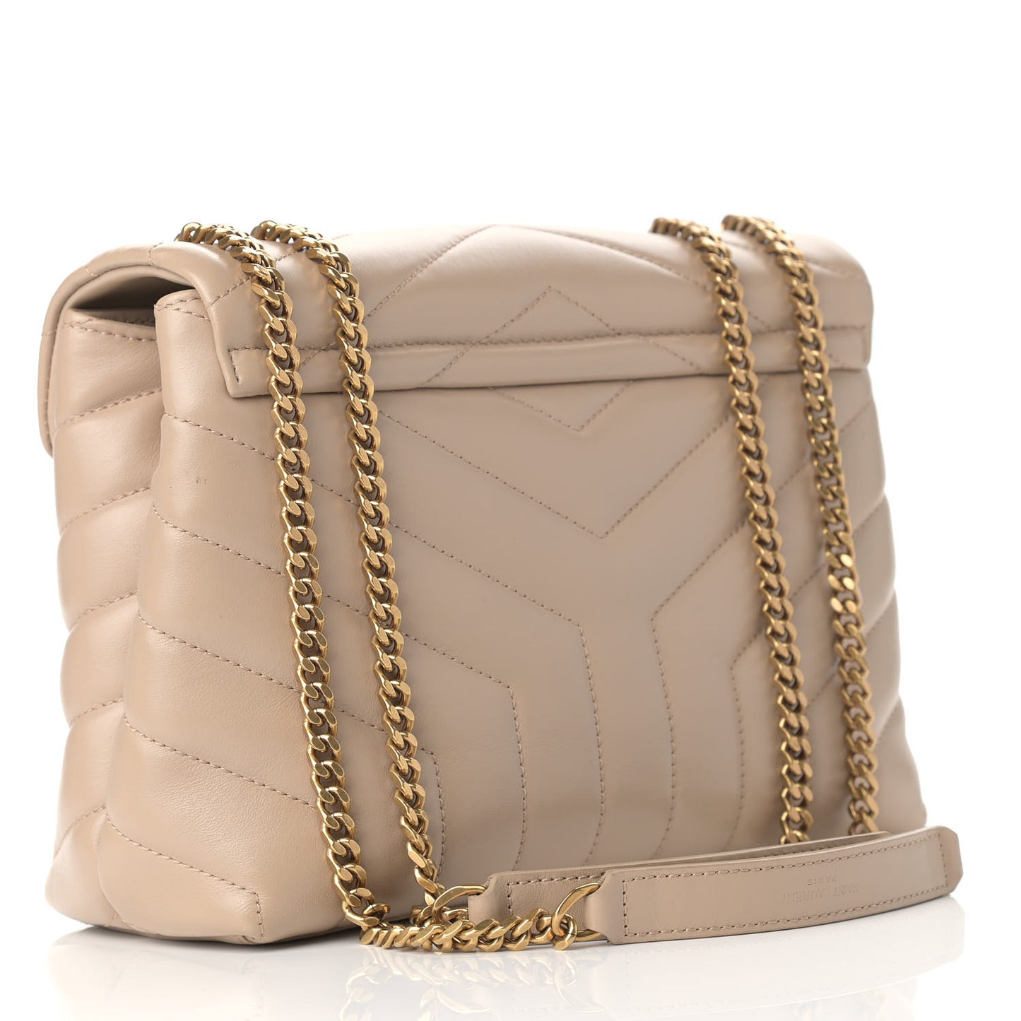Calfskin Y Quilted Monogram Small Loulou Chain Satchel Dark Beige