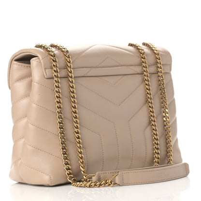 Saint Laurent Calfskin Y Quilted Monogram Small Loulou Chain Satchel Dark Beige 2 of 10