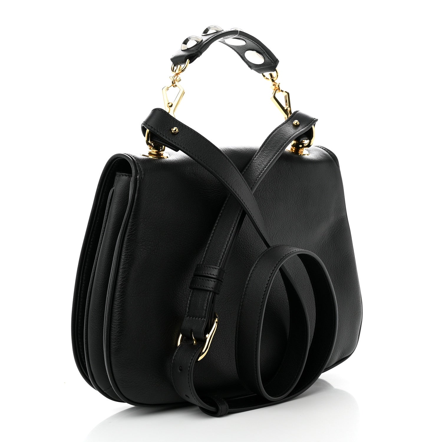 Gucci Roxy Calfskin Medium studded Blondie Shoulder Flap Bag Black 2 of 10