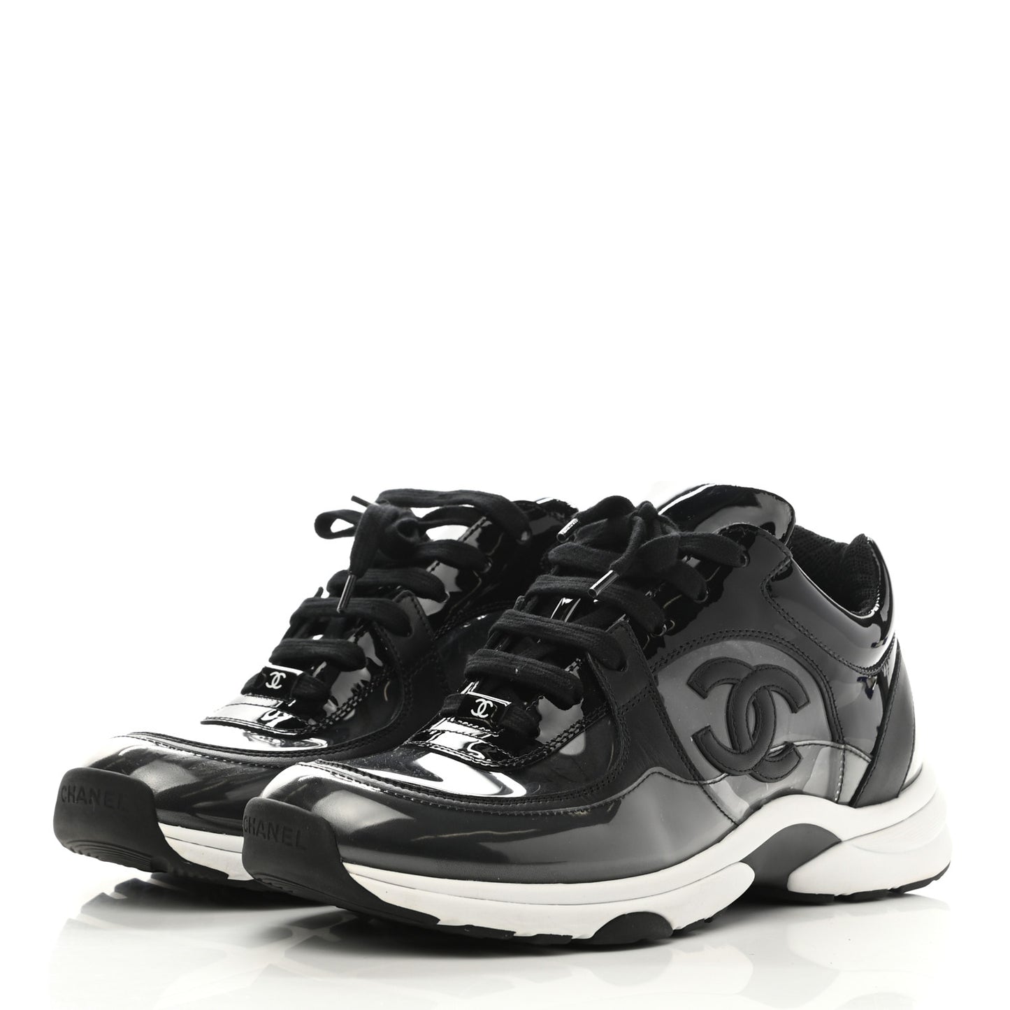 Calfskin Patent Transparent Sneakers 40 Black