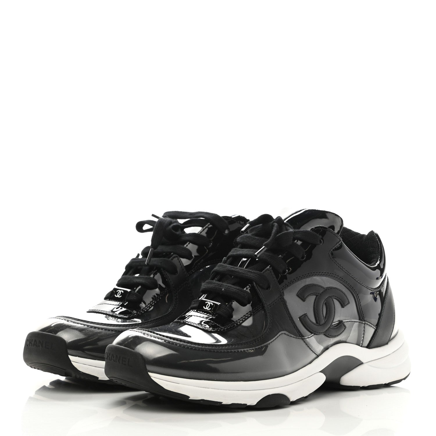 Chanel Calfskin Patent Transparent Sneakers 40 Black 3 of 7