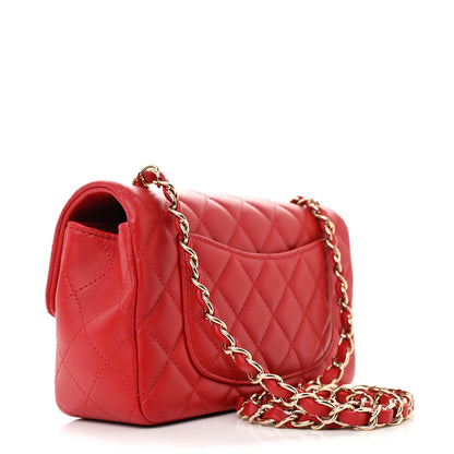 Chanel Lambskin Quilted Mini Rectangular Flap Red 3 of 10