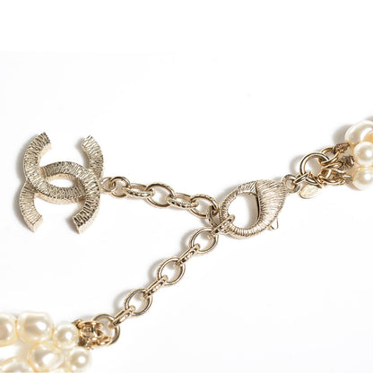 Chanel Pearl Crystal Triple Strand CC Necklace Gold 5 of 7