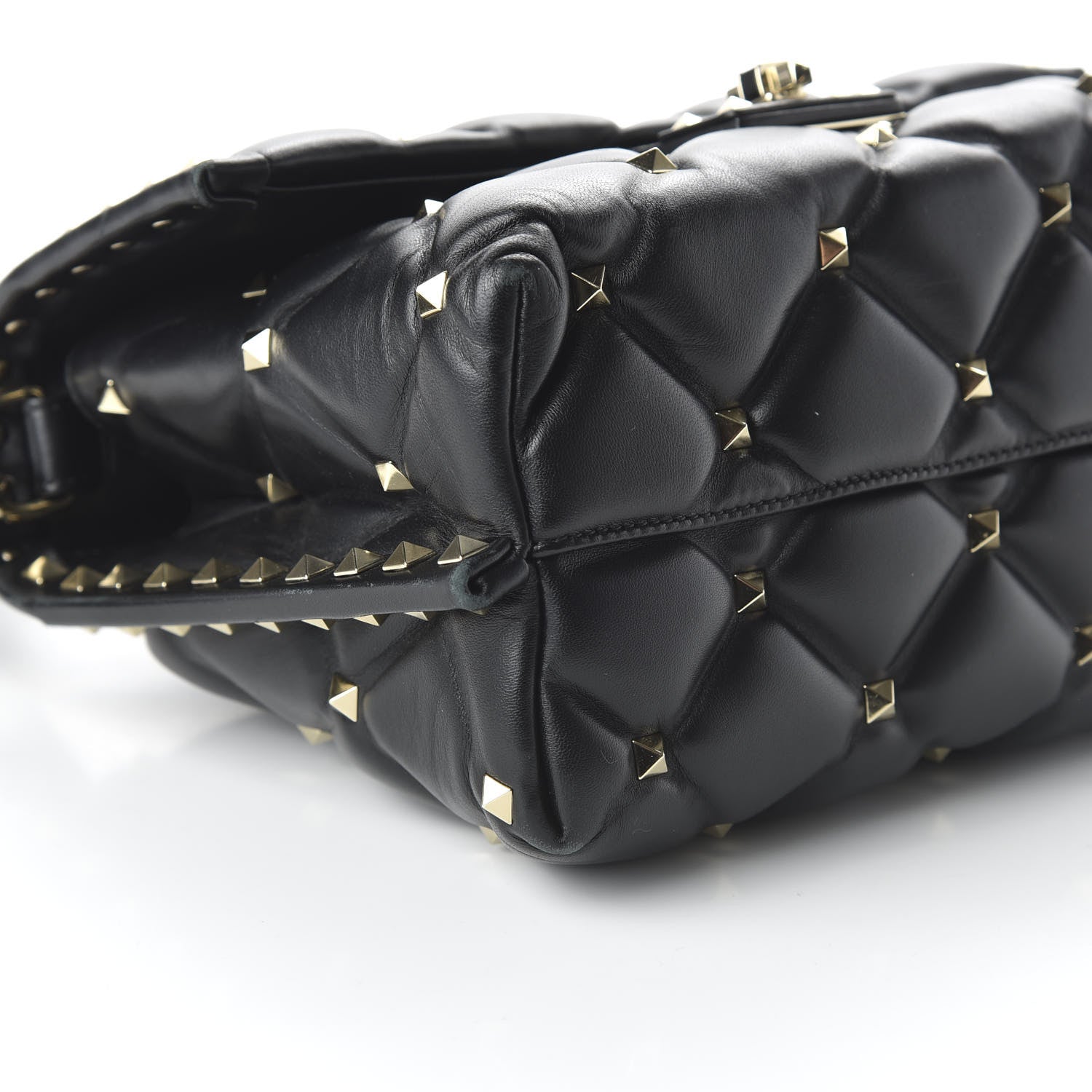 Valentino Garavani Lambskin VLTN Print Candystud Top Handle Bag Black 6 of 9