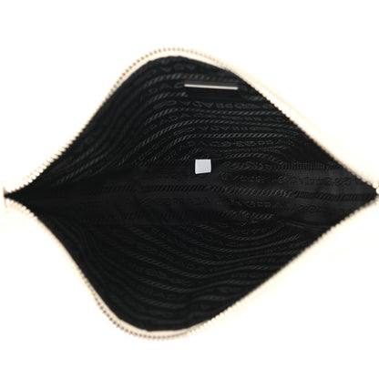 Prada Grace Lux Triangle Logo Embossed Triangle Wristlet Pouch White 5 of 7