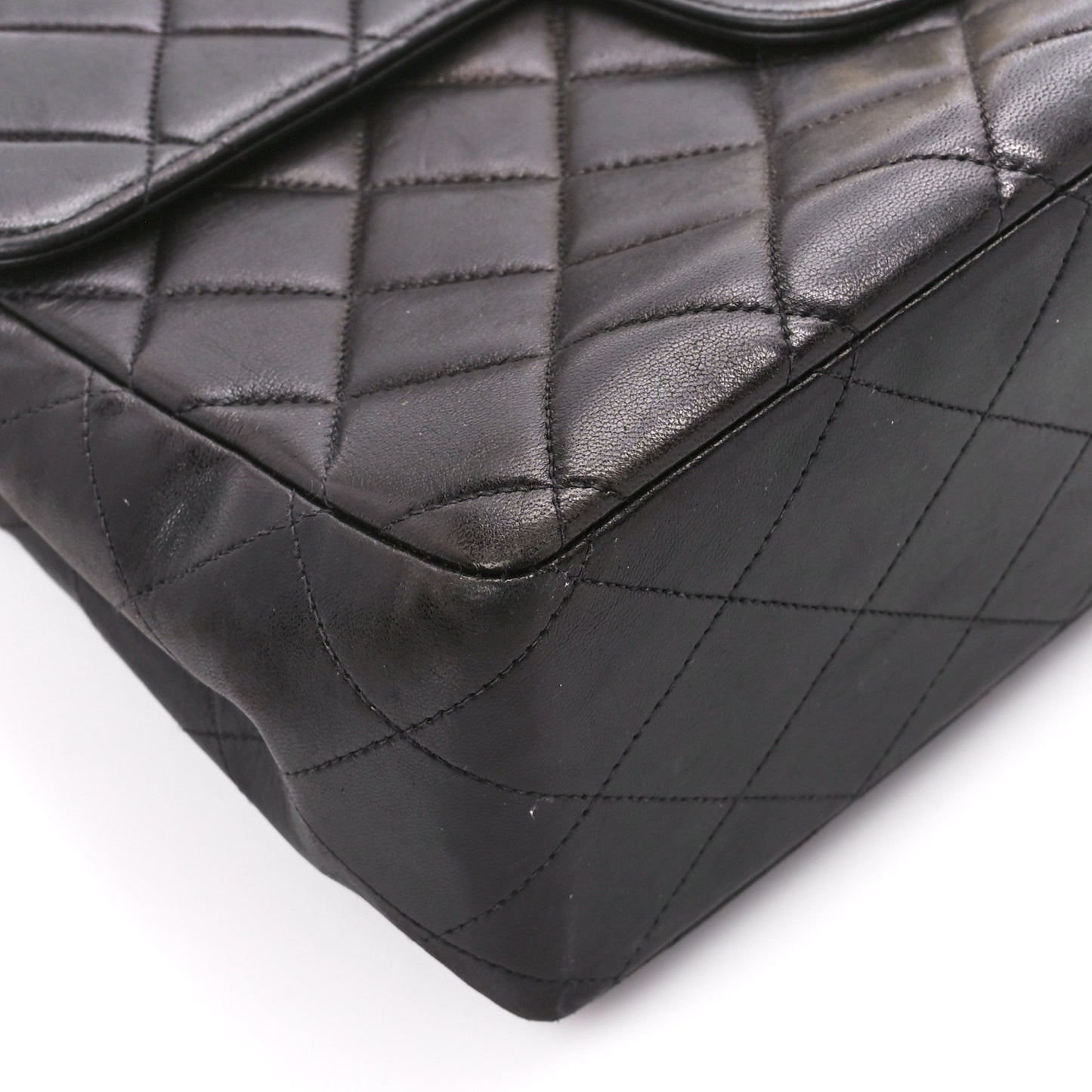 Lambskin Quilted XL Jumbo Single Flap Black
