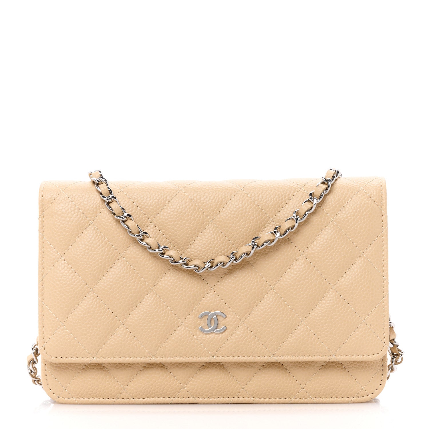 Chanel Caviar Quilted Wallet on Chain WOC Beige 1 of 12