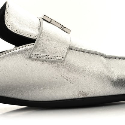 Hermes Metallic Nappa Trocadero Mule 38.5 Gris Argente 9 of 11
