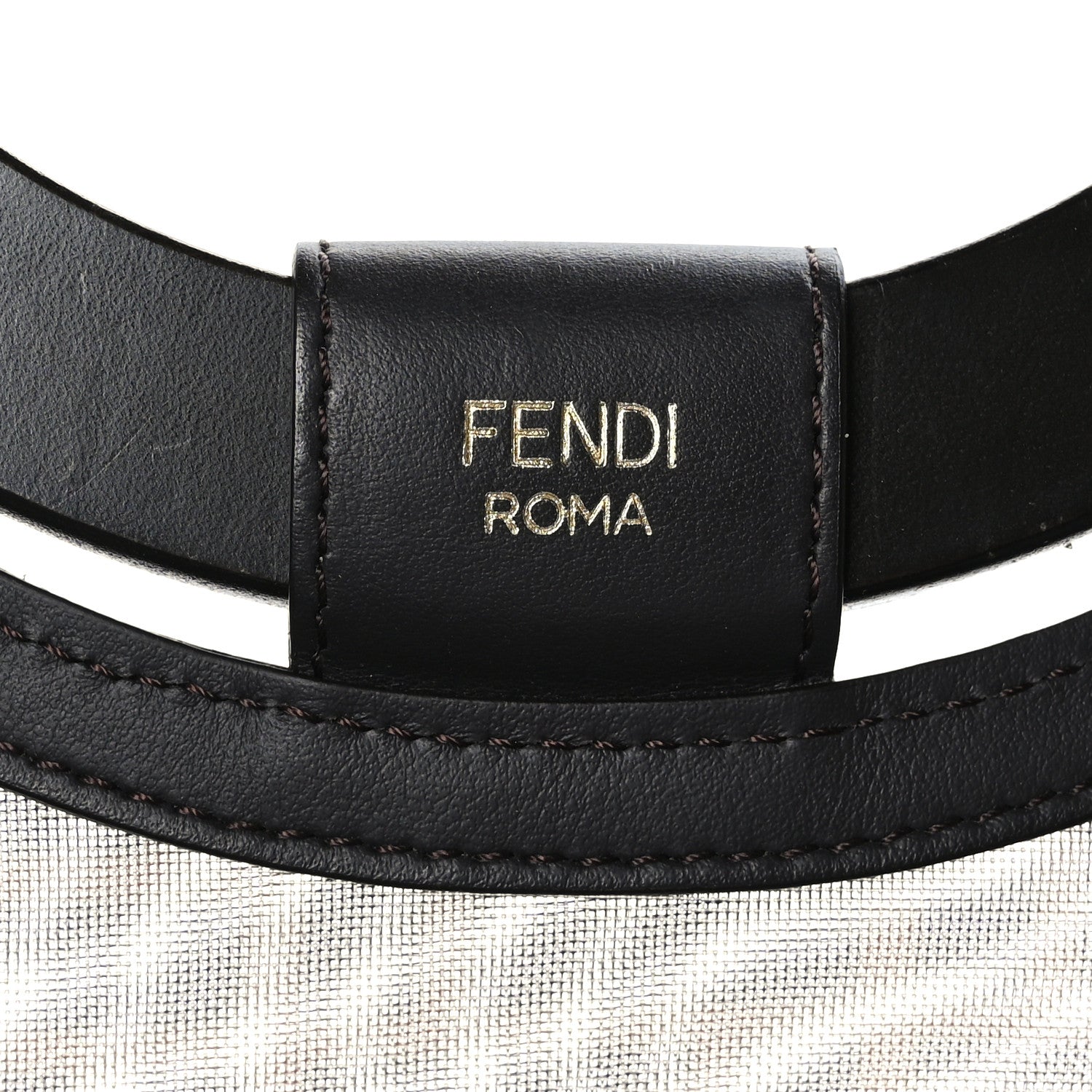 Fendi Mesh Vitello Century Cuoio FF 1974 Medium Runaway Shopper Tote Marrone Black Ebano 7 of 13