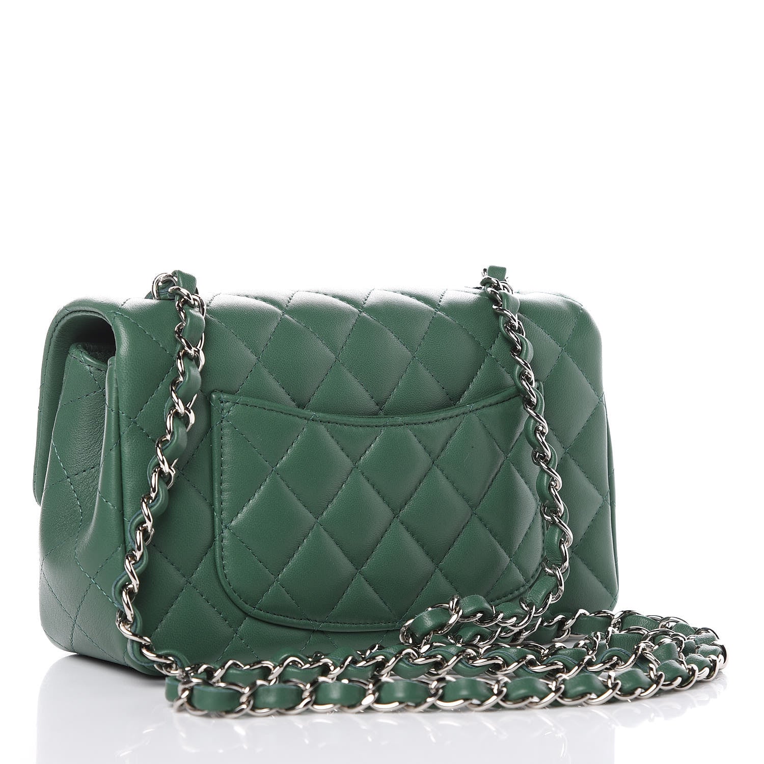 Chanel Lambskin Quilted Mini Rectangular Flap Green 3 of 10
