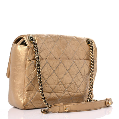 Chanel Metallic Aged Calfskin Quilted CC Square Flap Light Gold 2 of 33