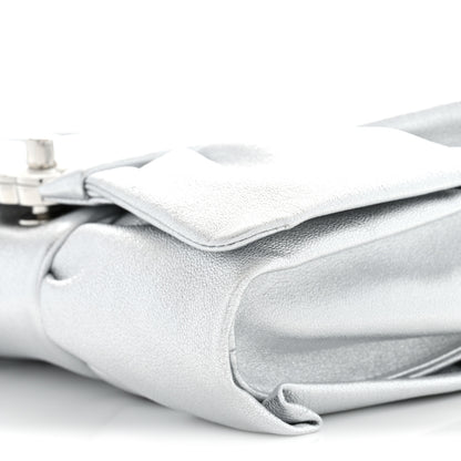 Chanel Metallic Lambskin Tie My Bow Flap Clutch With Chain Silver 10 of 10