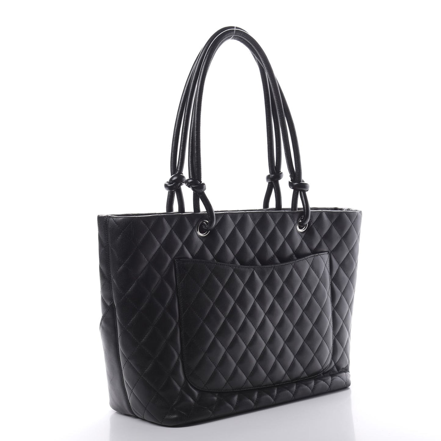 Calfskin Quilted Large Cambon Tote Black