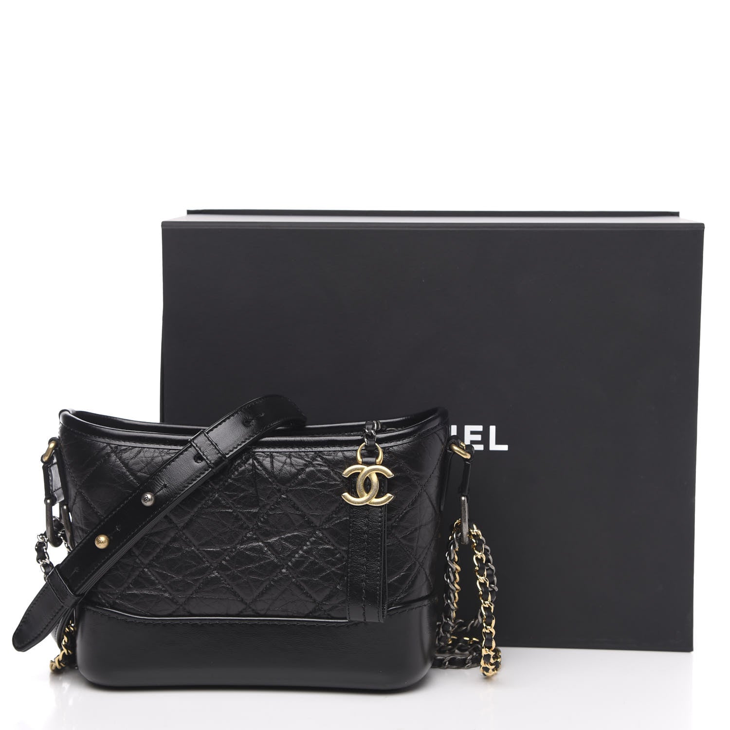 Chanel Aged Calfskin Quilted Small Gabrielle Hobo Black 10 of 10