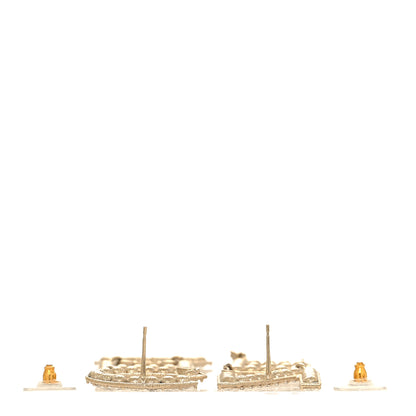 Chanel Crystal Cha-Nel Logo Drop Earrings Gold 3 of 5