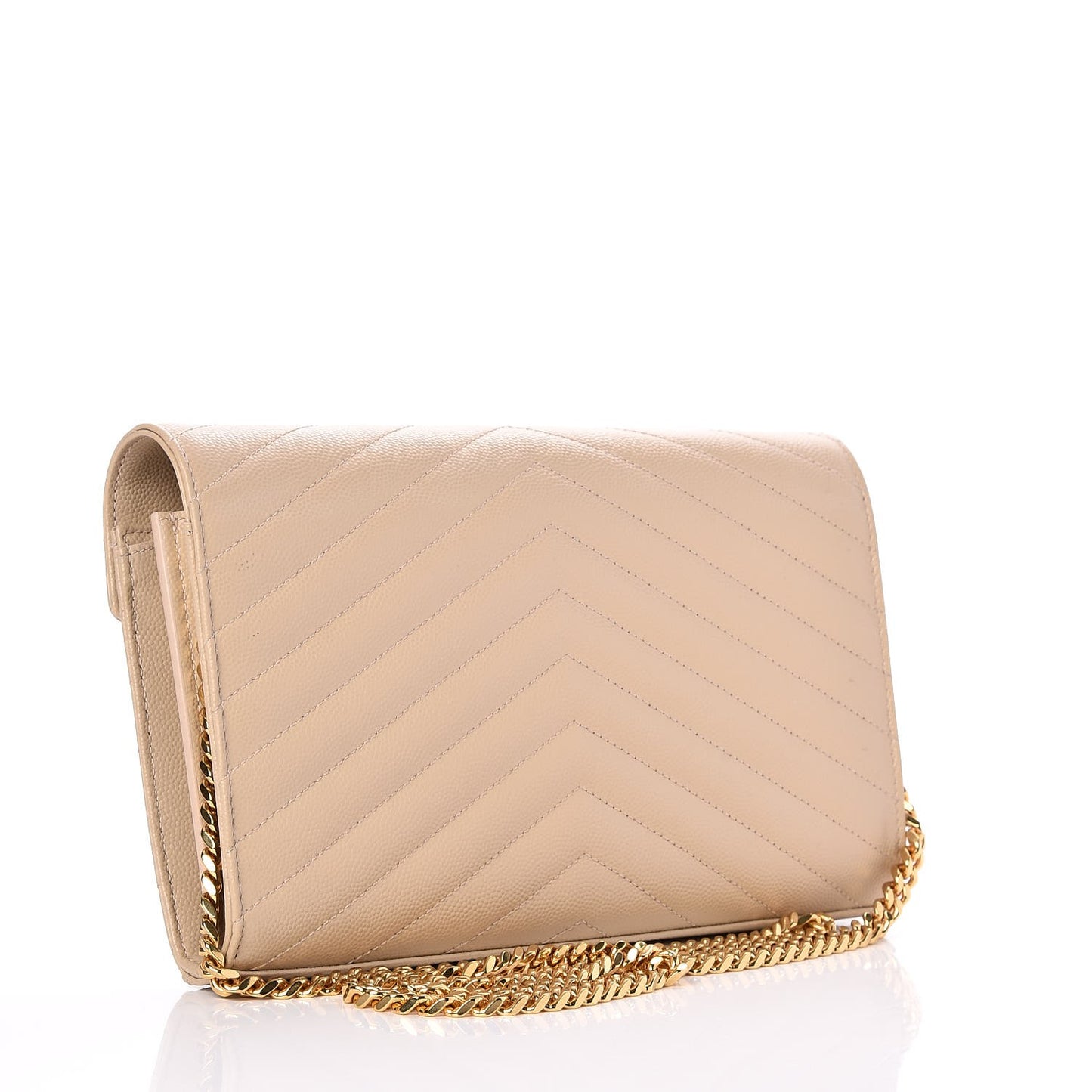 Grain De Poudre Matelasse Chevron Monogram Chain Wallet Nude Powder