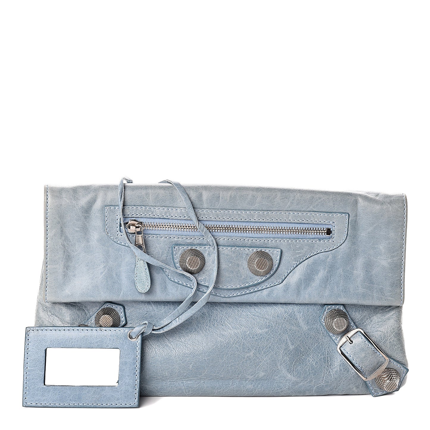 Agneau Giant 21 Silver Hardware Envelope Clutch Sky Silver Hardware