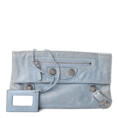 Balenciaga Agneau Giant 21 Silver Hardware Envelope Clutch Sky Silver Hardware 1 of 7