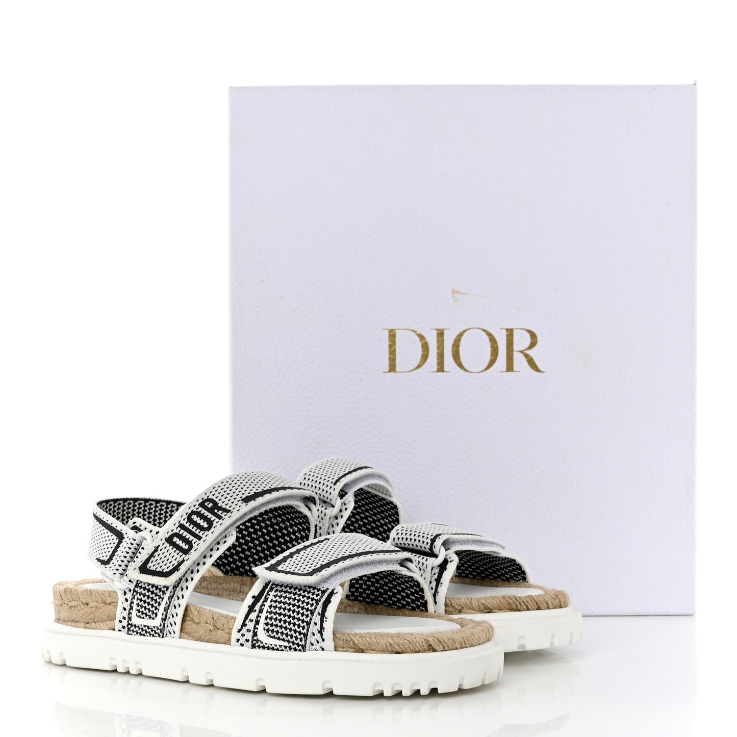 Technical Knit Jute Dioract 10mm Sandals 37 White Black