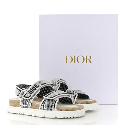 Christian Dior Technical Knit Jute Dioract 10mm Sandals 37 White Black 9 of 9